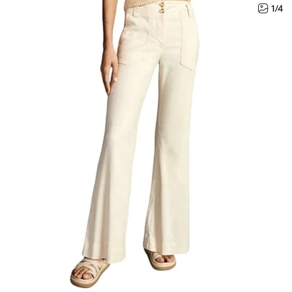 Anthro Maeve Naomi Wide Leg Pants Womens White High Rise Size 4